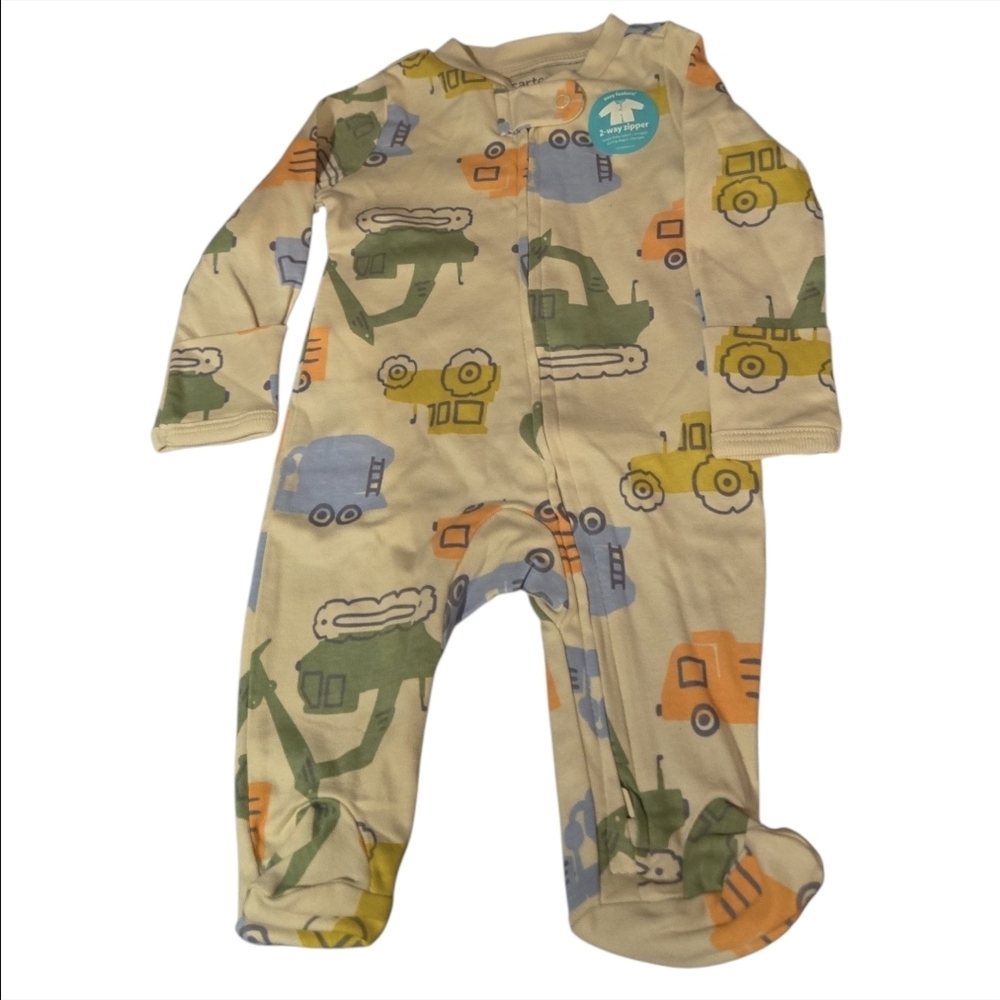 Carter's Boys Multicolor Construction Print Footie Pajama - Newborn NWT